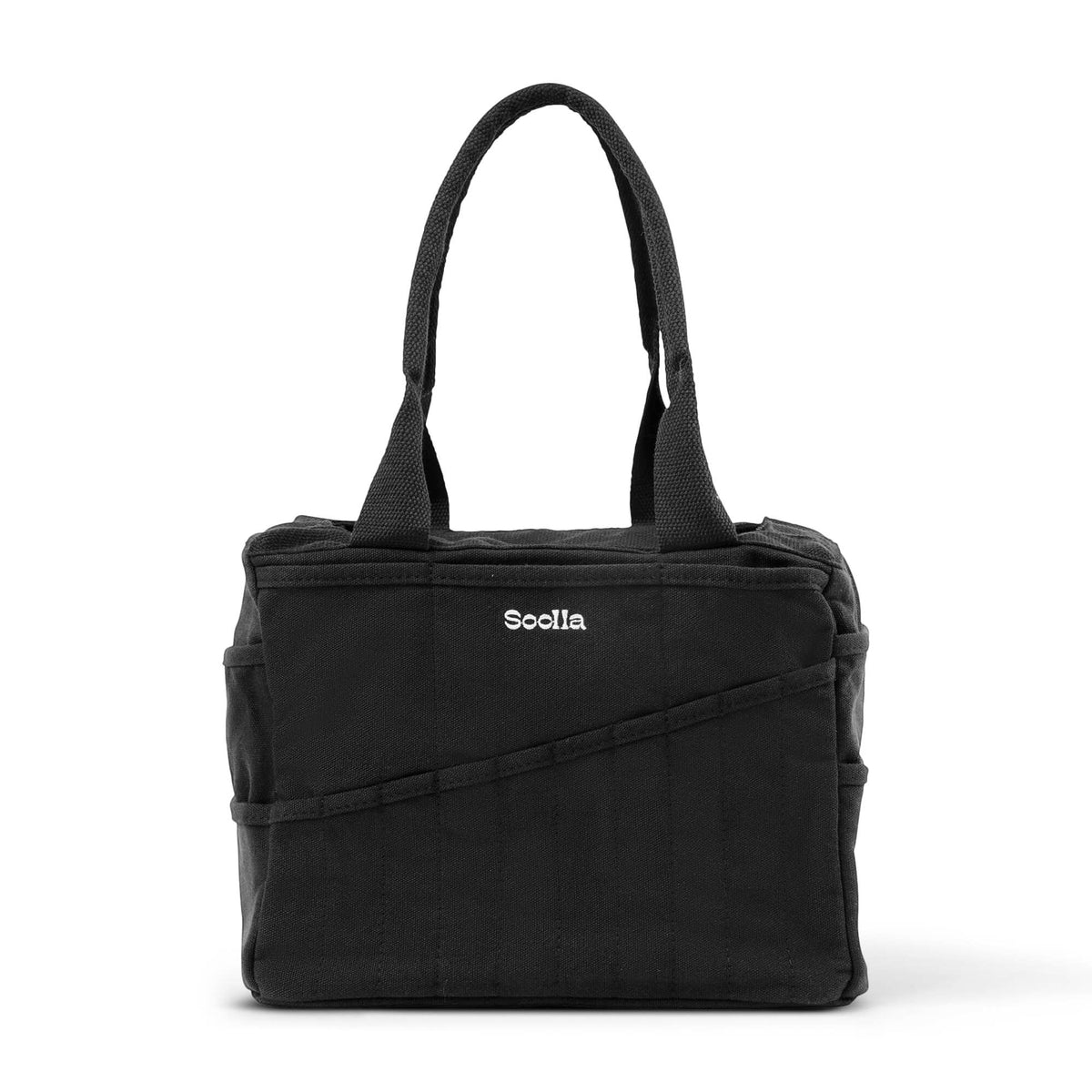 Soolla Studio Artist Bag in Blackout, canvas art and craft supply tote with multiple organizer pockets.