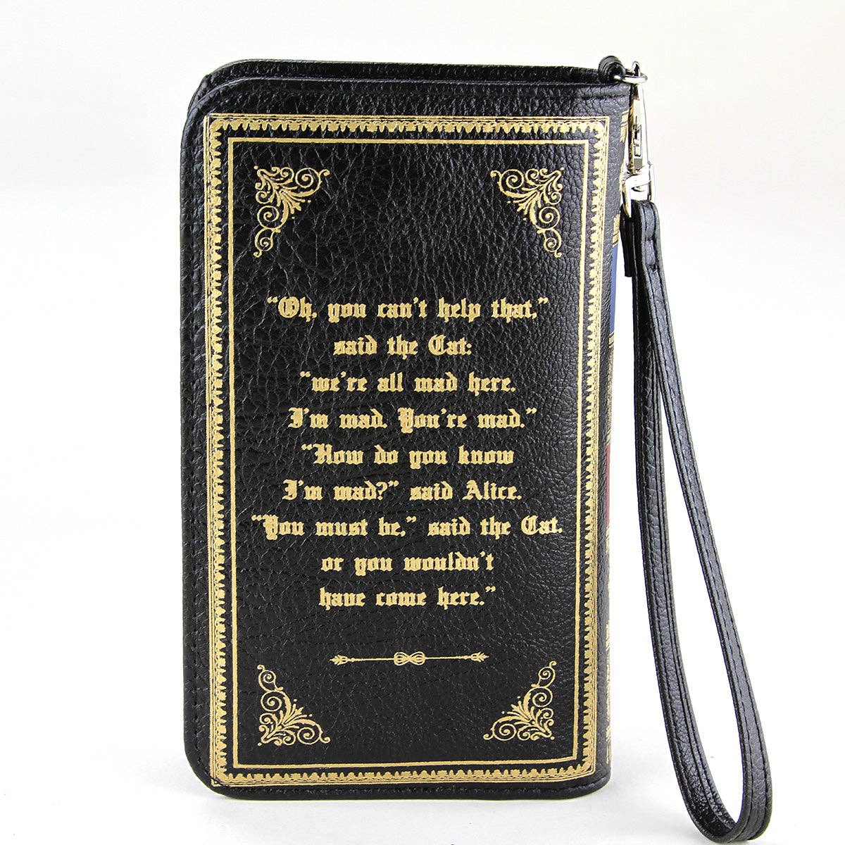 Alice in Wonderland Book Wallet | Black & Gold Literary Gift