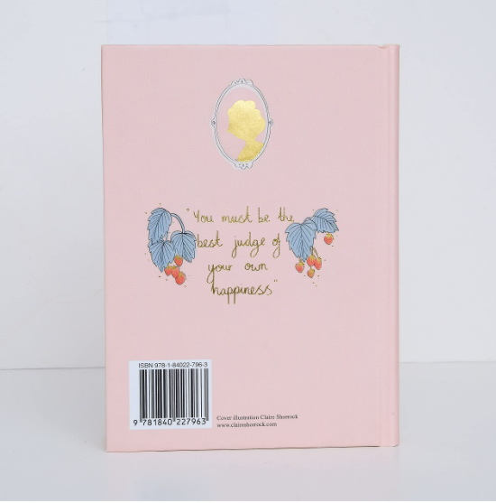 Pink book cover with illustrations and text on a white background