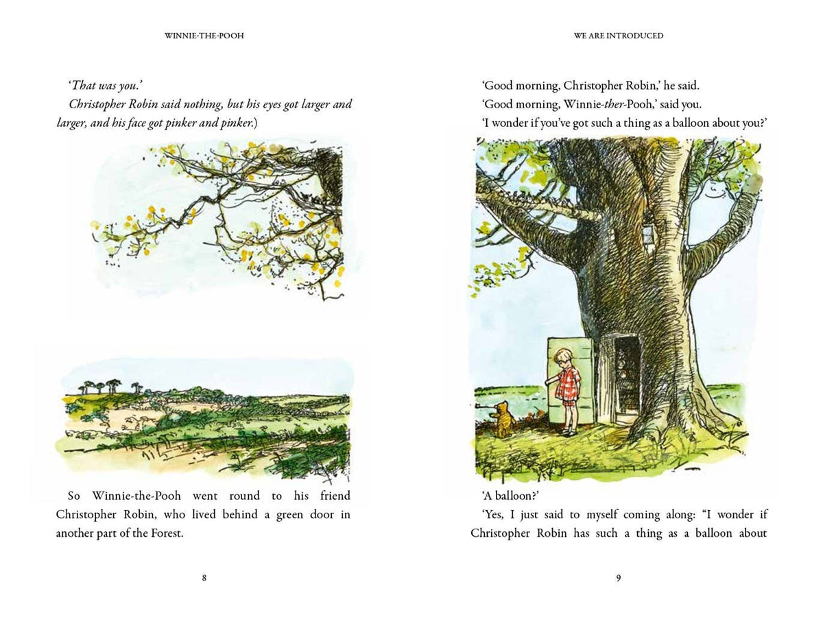 Preview of the illustrated pages inside the Winnie-the-Pooh 100th anniversary paperback edition
