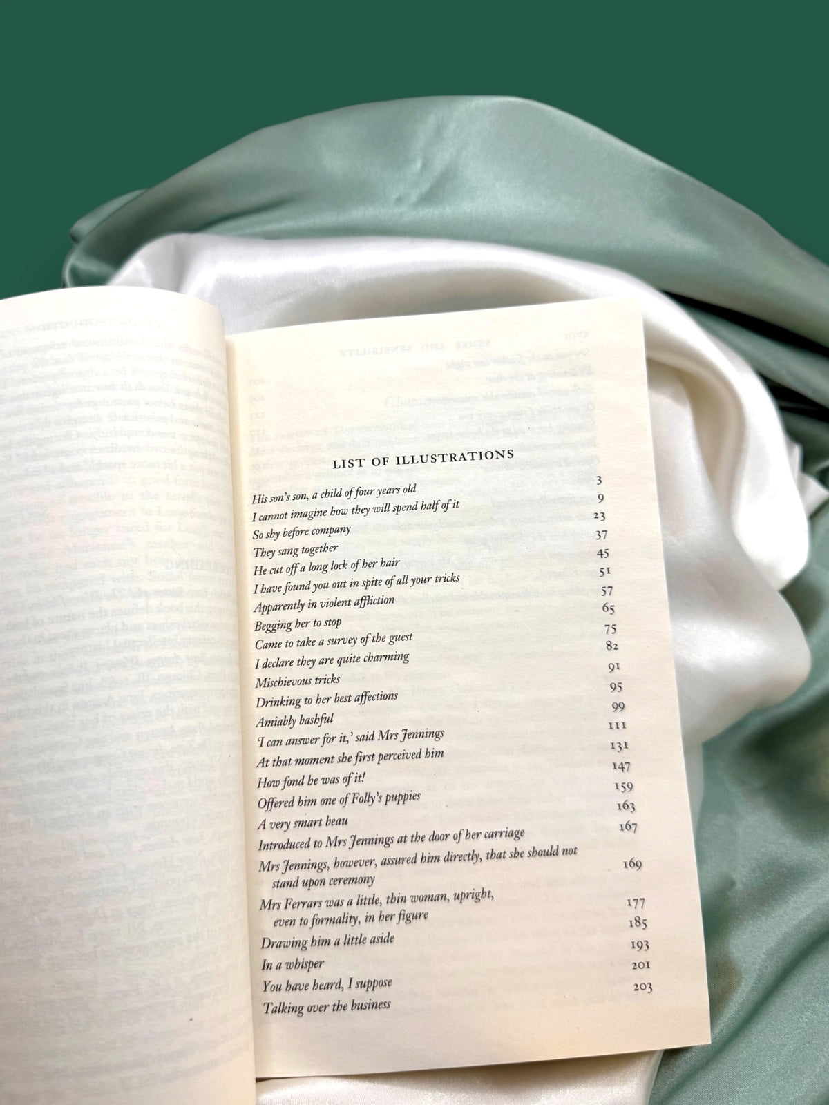 Interior contents pages of Sense and Sensibility by Jane Austen, Wordsworth Classics paperback, displaying the book&