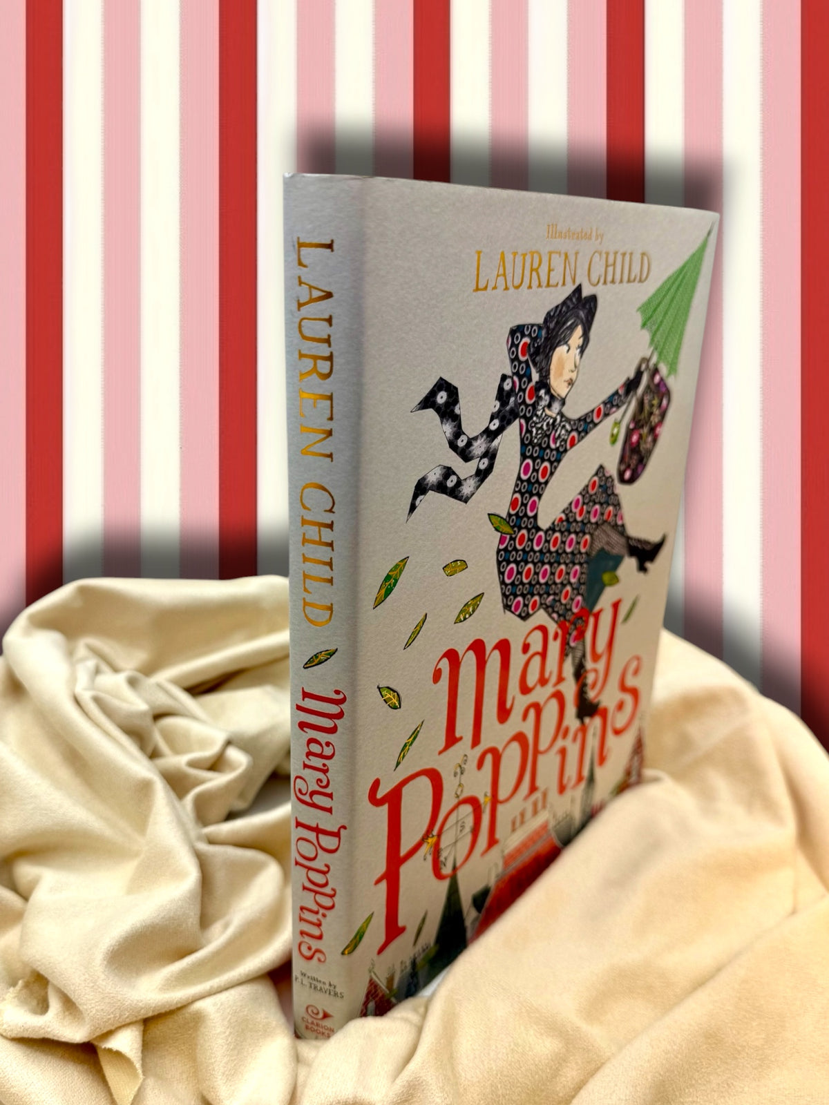 Angled view of the Mary Poppins illustrated hardcover Gift Edition showing Lauren Child&