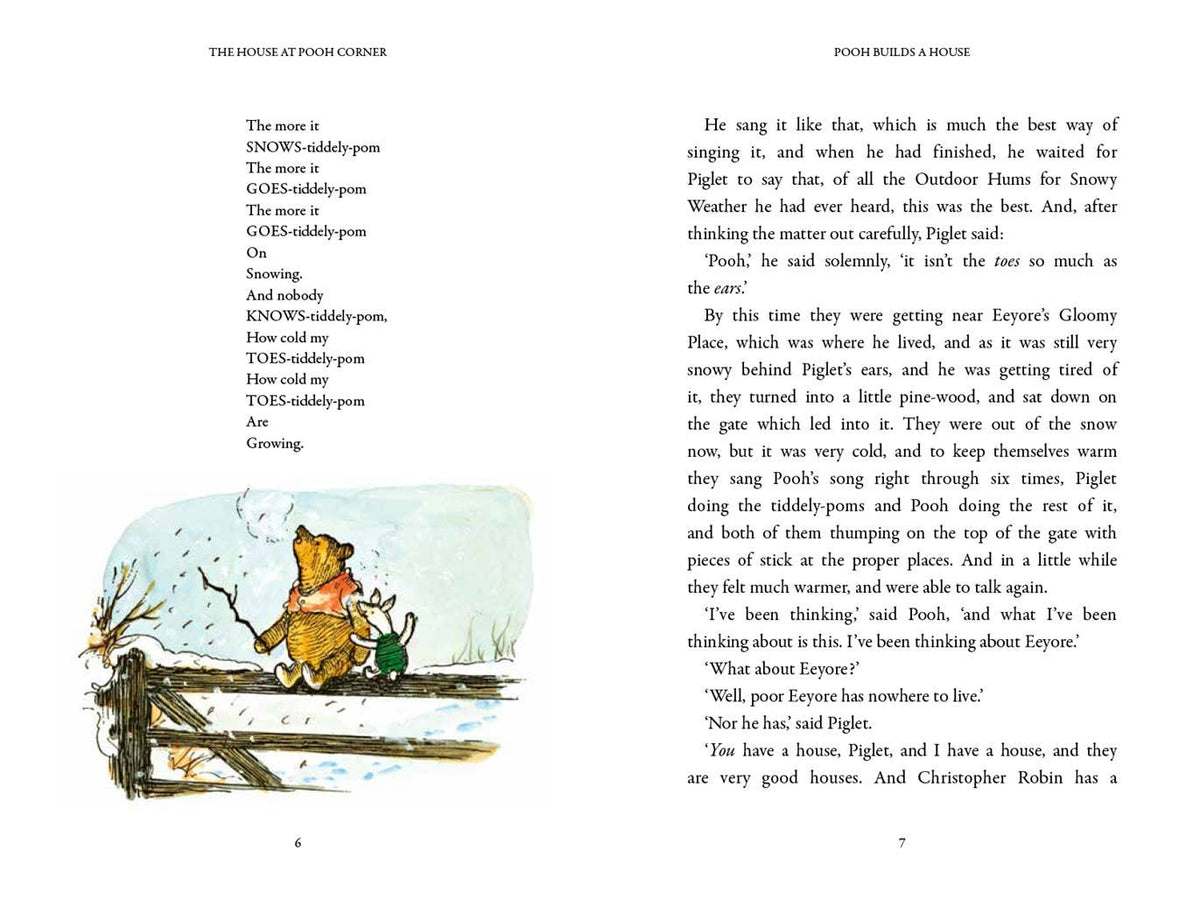 Page spread from The House at Pooh Corner paperback, part of the Winnie-the-Pooh anniversary collection