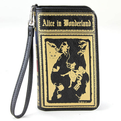 Alice in Wonderland Book Wallet | Black &amp; Gold Literary Gift