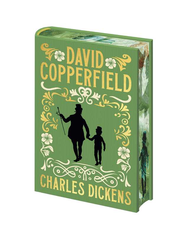 David Copperfield by Charles Dickens, Arcturus Treasured Classics hardcover edition featuring gold-embossed cover artwork and decorative printed page edges.