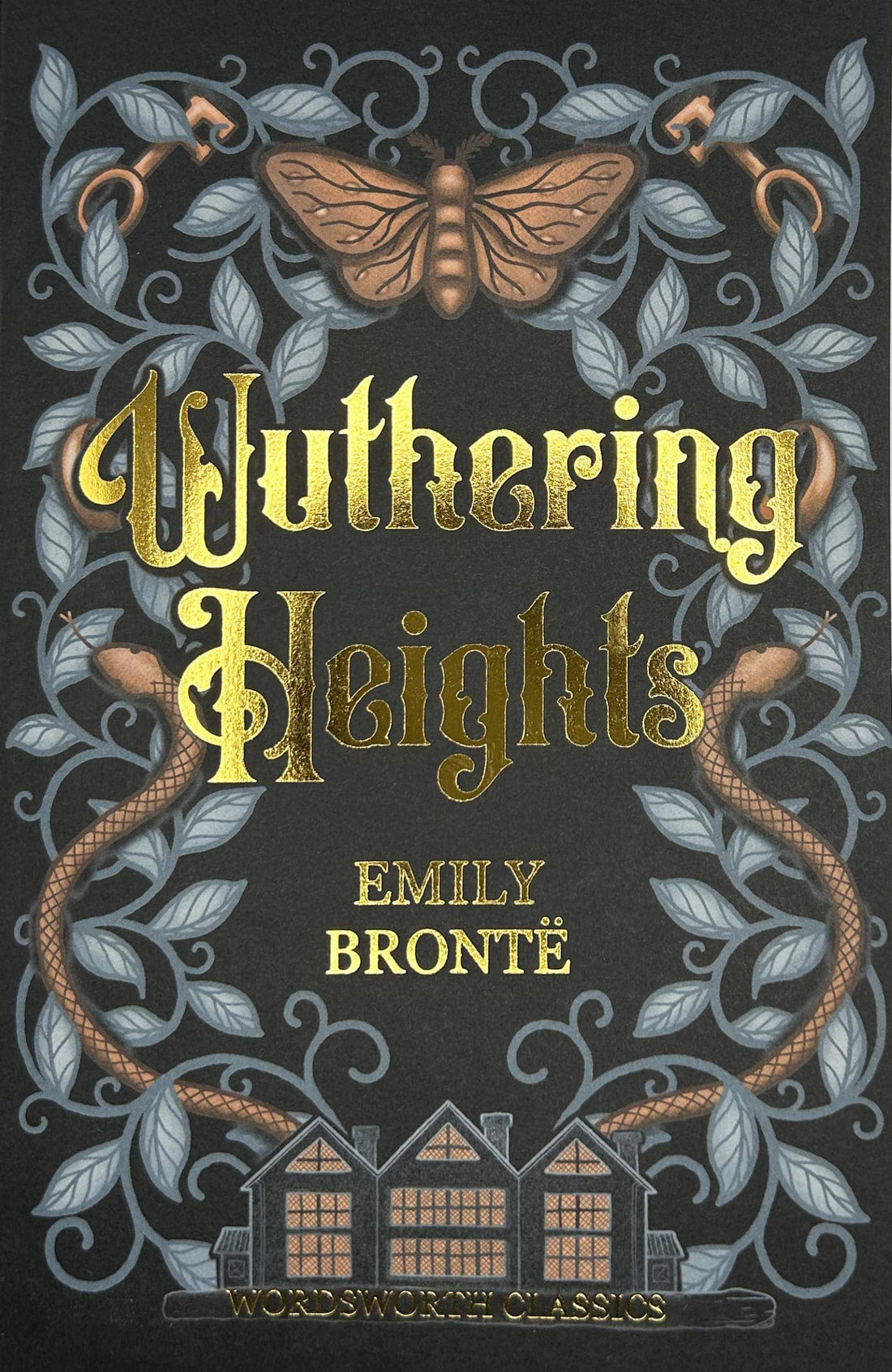 Wuthering Heights by Emily Brontë, Wordsworth Classics paperback edition of the classic Gothic novel set on the Yorkshire moors.