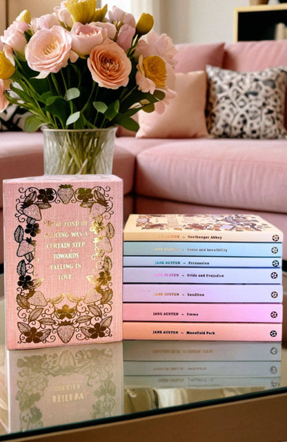 The Jane Austen Collection by Wordsworth Editions, Limited Edition seven-book box set featuring Emma, Mansfield Park, Northanger Abbey, Persuasion, Pride and Prejudice, Sense and Sensibility, and Sanditon.