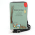 The House at Pooh Corner Winnie-the-Pooh book clutch bag in green vinyl, featuring illustrated A. A. Milne book-cover artwork and a zippered book-shaped purse design.