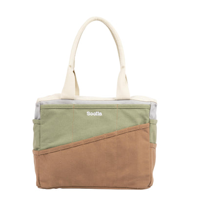 Soolla Studio Artist Bag in Good Earth, canvas art and craft supply tote with multiple organizer pockets.