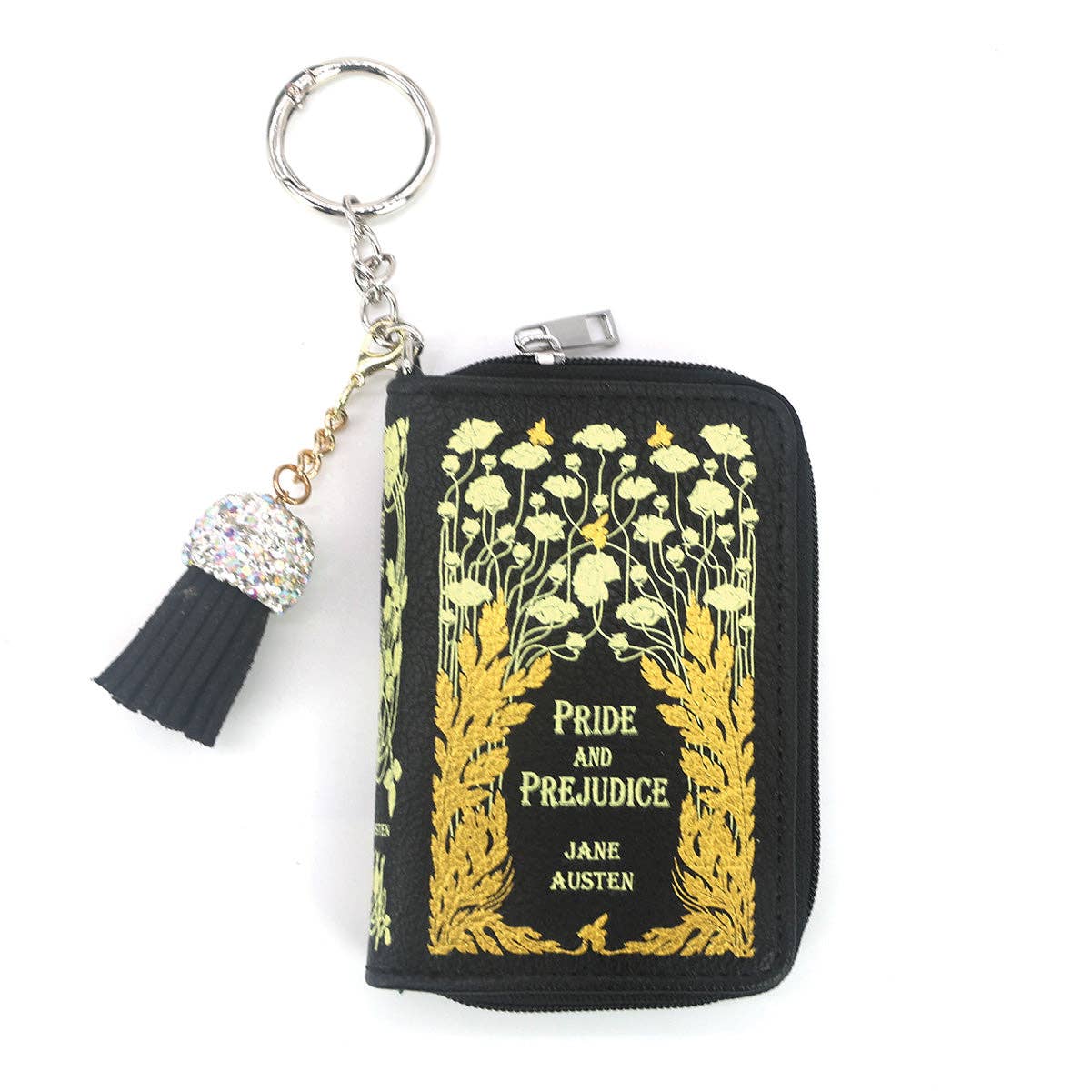 Pride and Prejudice miniature book-shaped vinyl coin purse and bag charm inspired by Jane Austen&