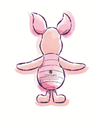 Pink Piglet folding notecard back side from Disney Winnie the Pooh Hugs stationery set, illustrated as a standing character with arms that fold around a message.