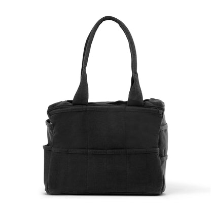 Black tote bag on a white background