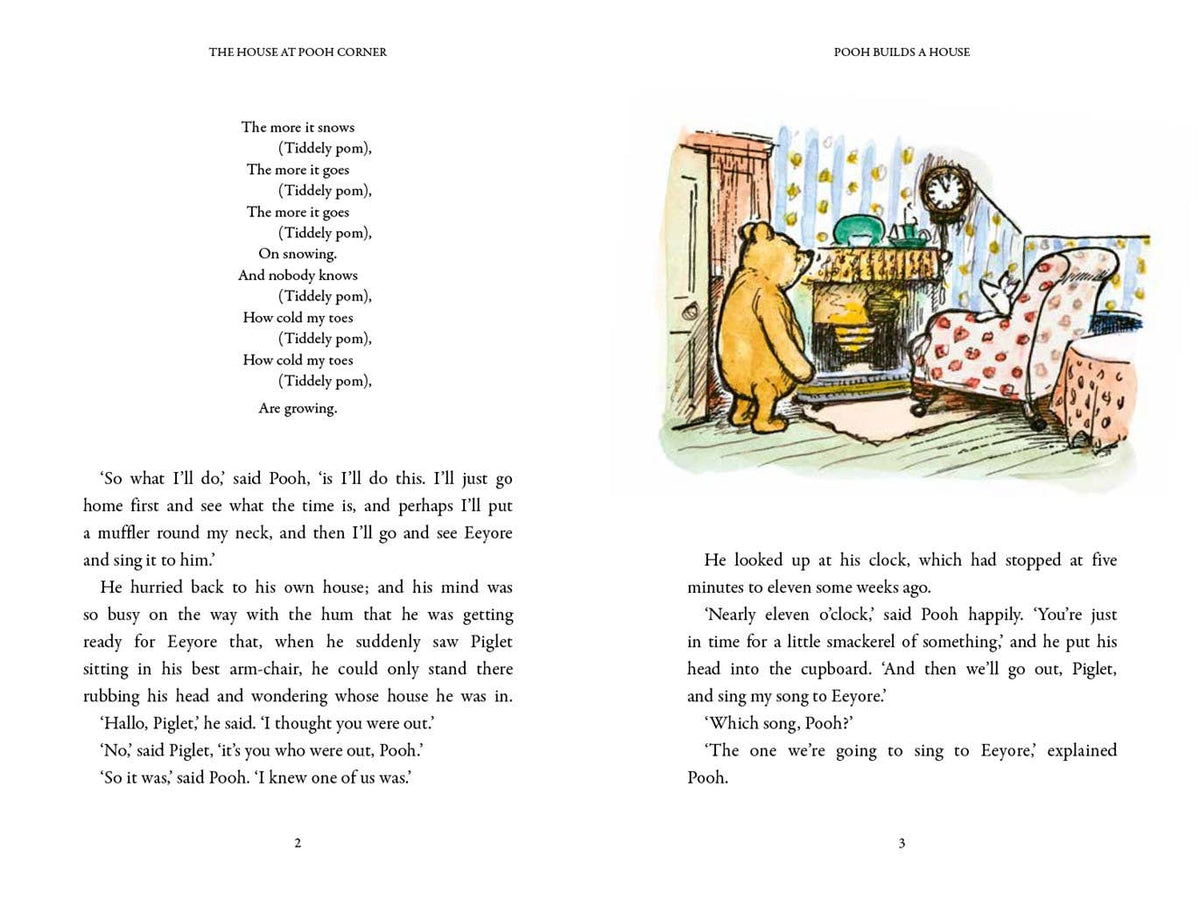 Open paperback edition of The House at Pooh Corner showing the book&