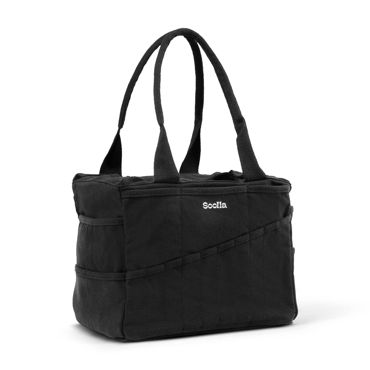 Black tote bag with &