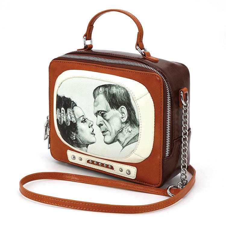 Frankenstein &amp; Bride Vintage TV Crossbody Bag | Gothic Novelty Purse
