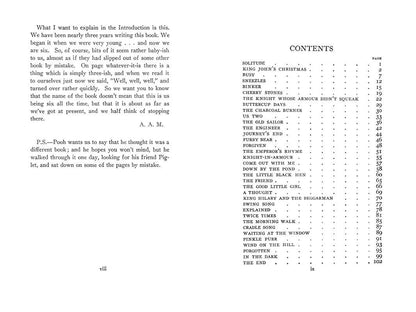 Table of contents page from a book with text and numbers on a white background