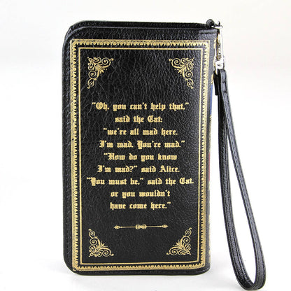 Alice in Wonderland Book Wallet | Black &amp; Gold Literary Gift
