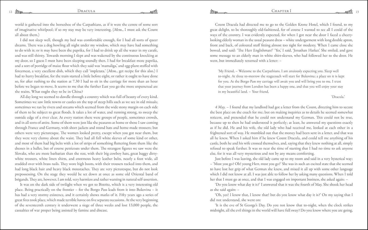 Two pages of text from a book with decorative headers.