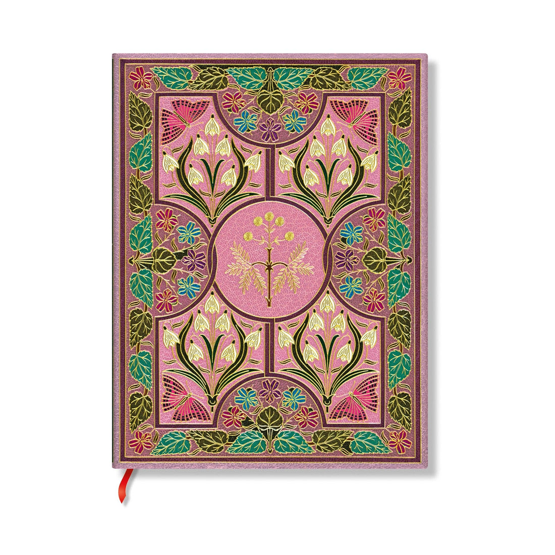 Paperblanks Mimosa mini lined softcover journal with pink floral and butterfly artwork inspired by Percy Bysshe Shelley&
