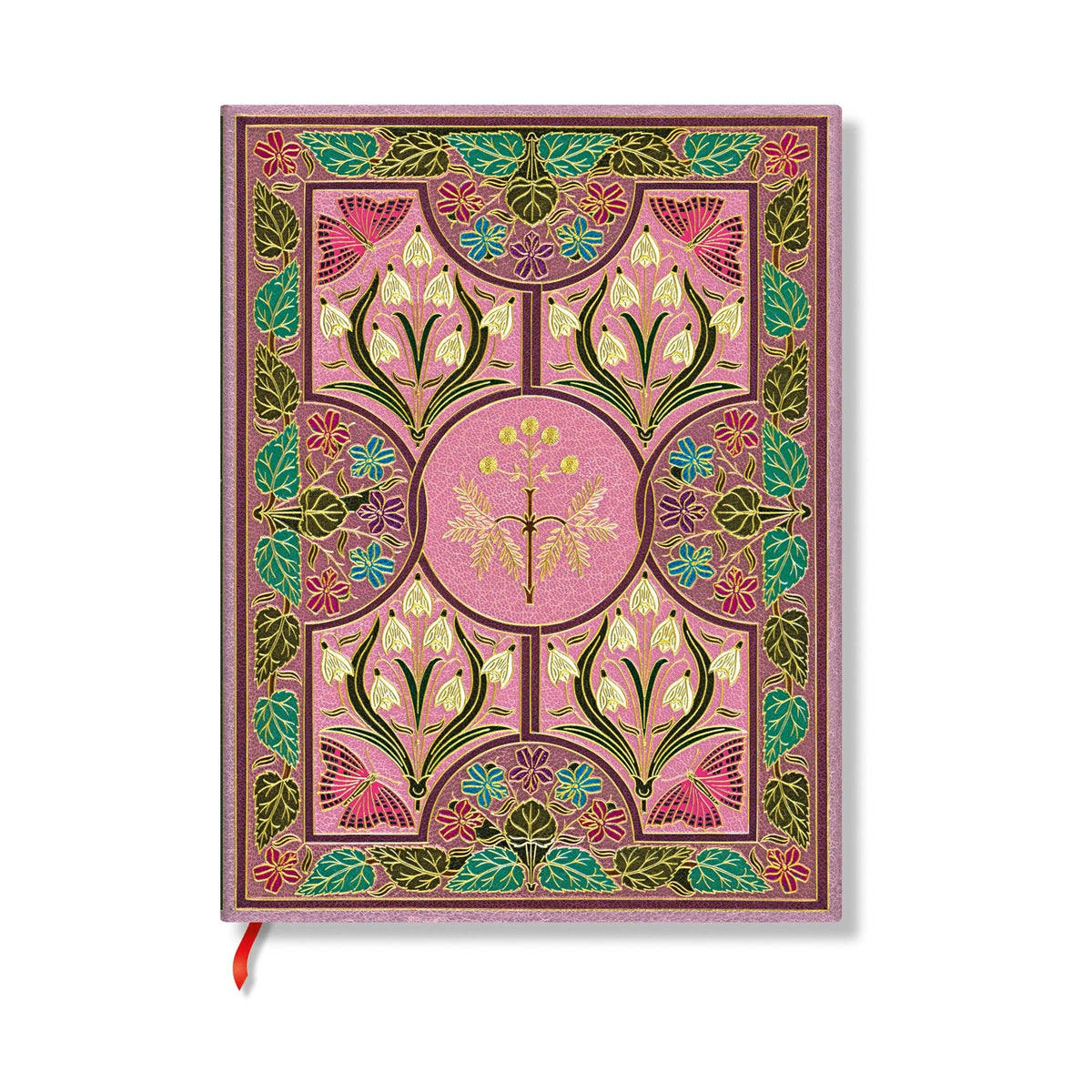 Paperblanks Mimosa mini lined softcover journal with pink floral and butterfly artwork inspired by Percy Bysshe Shelley&