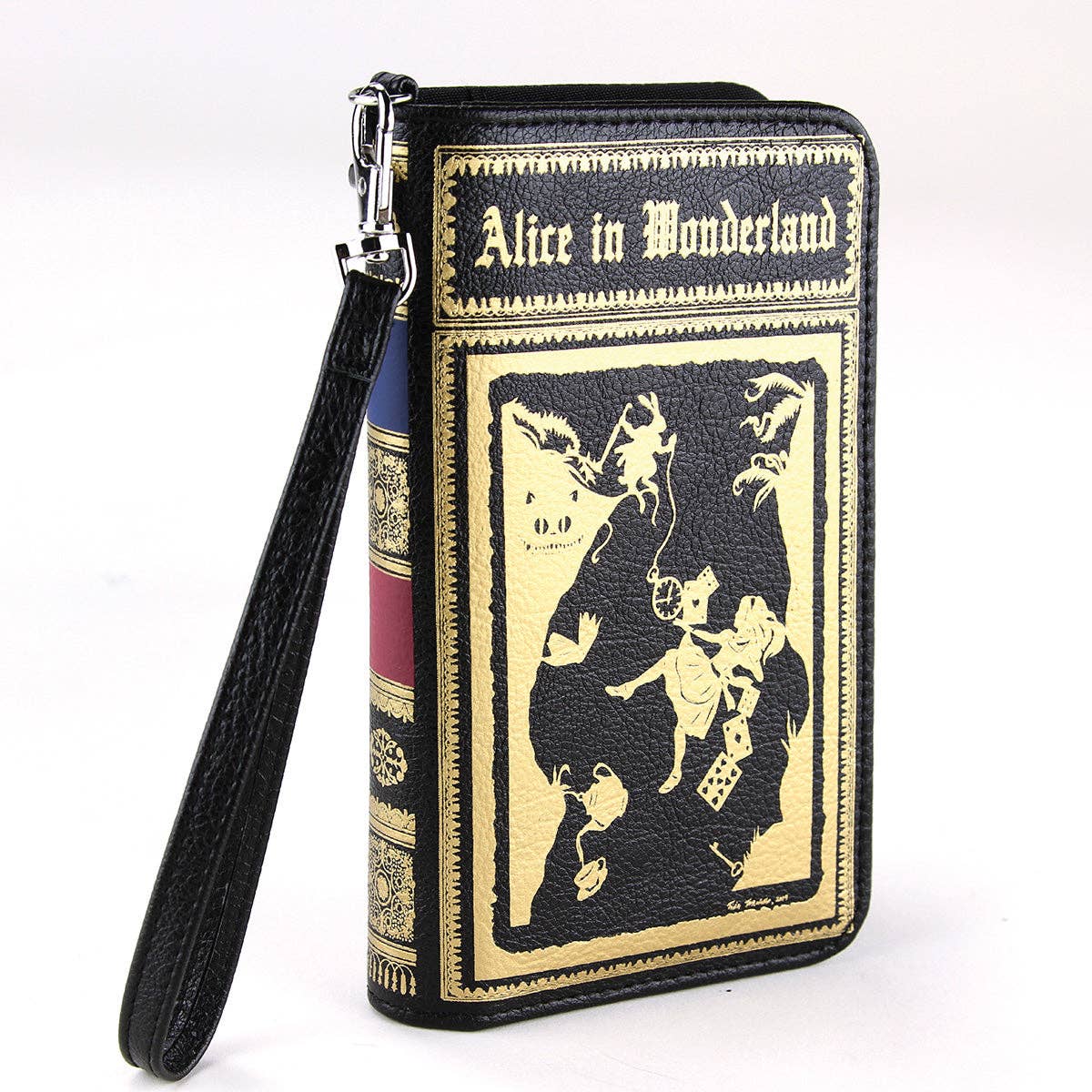 Alice in Wonderland Book Wallet | Black &amp; Gold Literary Gift