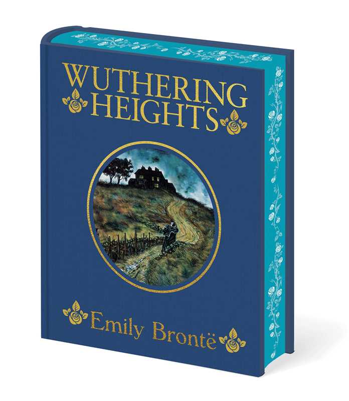 Wuthering Heights by Emily Brontë, Arcturus Decorative Classics hardcover featuring gold foil embossed cover, decorative stenciled page edges and patterned endpapers.