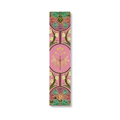 Paperblanks Mimosa bookmark featuring pink floral artwork, butterflies and botanical patterns inspired by Percy Bysshe Shelley&
