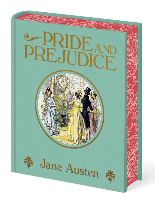 Pride and Prejudice by Jane Austen, Arcturus Decorative Classics hardcover featuring gold foil embossing, decorative stenciled page edges, and patterned endpapers.