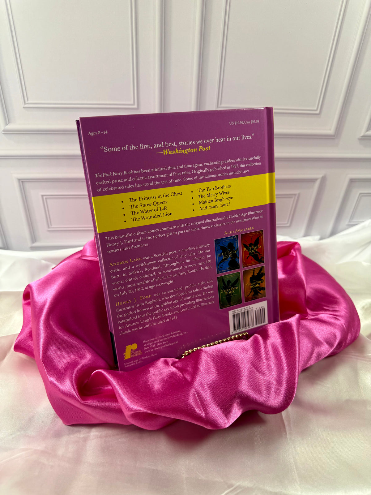 Back cover of The Pink Fairy Book by Andrew Lang showing the publisher&