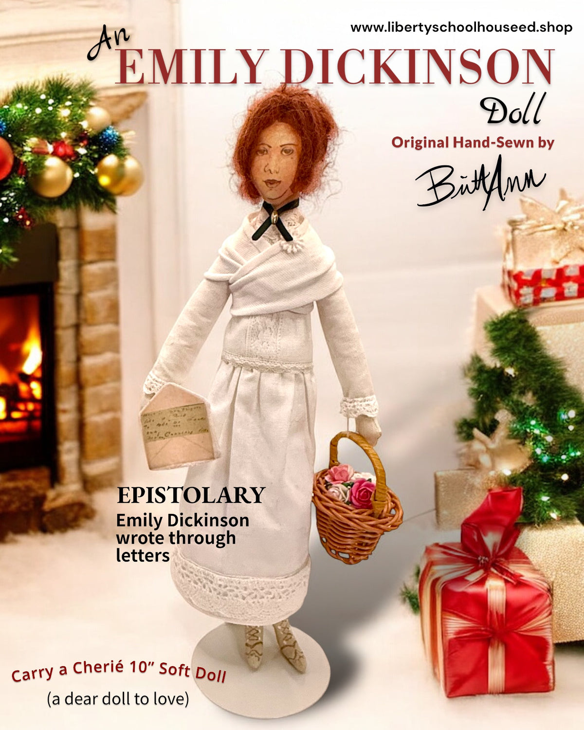 EMILY DICKINSON HAND SEWN DOLL &amp; BOOK SET