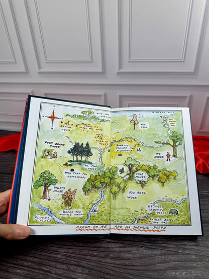 Interior illustration of the Hundred Acre Wood map in The House at Pooh Corner by A. A. Milne, featuring Pooh&