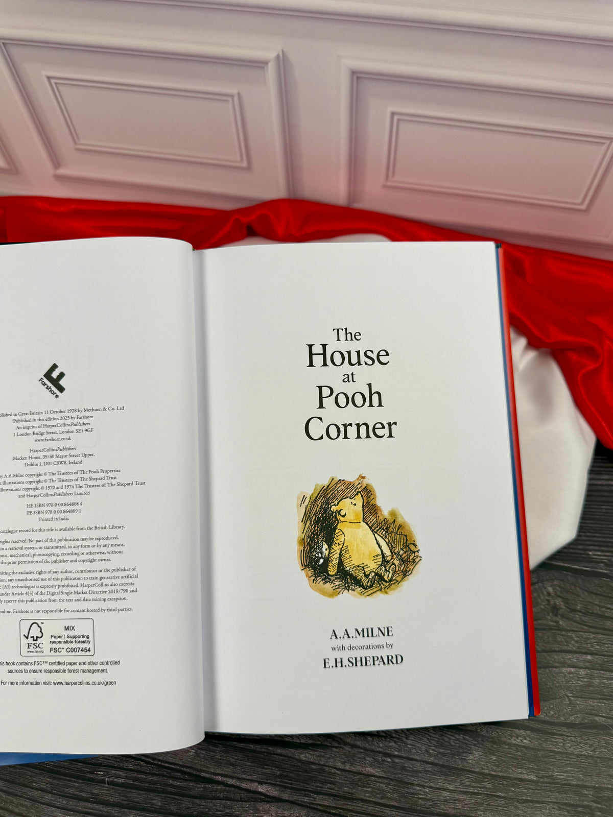 The House at Pooh Corner interior title page featuring Winnie-the-Pooh illustration by E. H. Shepard and author A. A. Milne