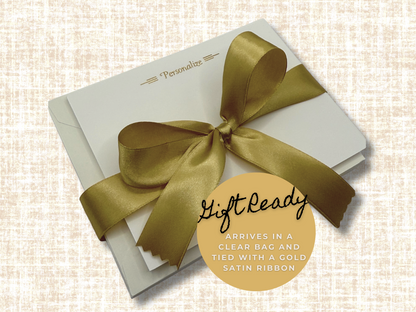Notecard set – 10 flat cards with envelopes tied in satin ribbon, gift-ready packaging