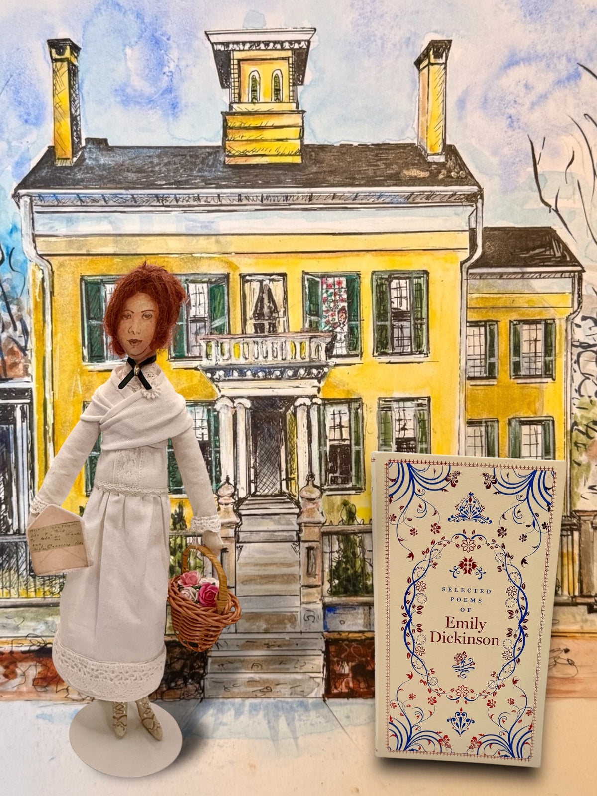 EMILY DICKINSON HAND SEWN DOLL &amp; BOOK SET