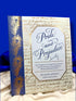 Pride and Prejudice by Jane Austen deluxe edition with removable letters, featuring an ornate blue and gold hardcover displayed on ivory satin.