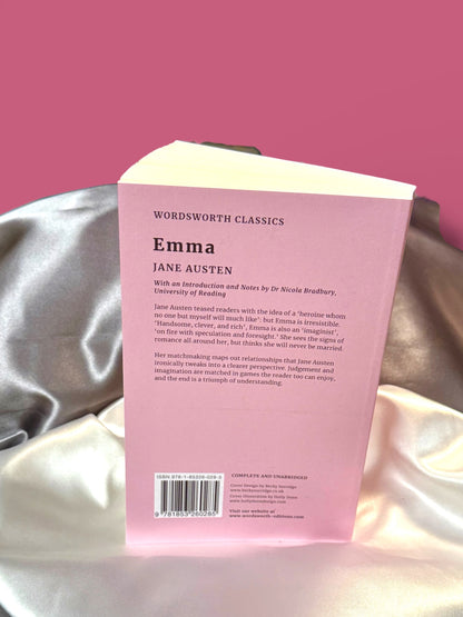 Back cover of Emma by Jane Austen, Wordsworth Classics paperback edition, showing the publisher&