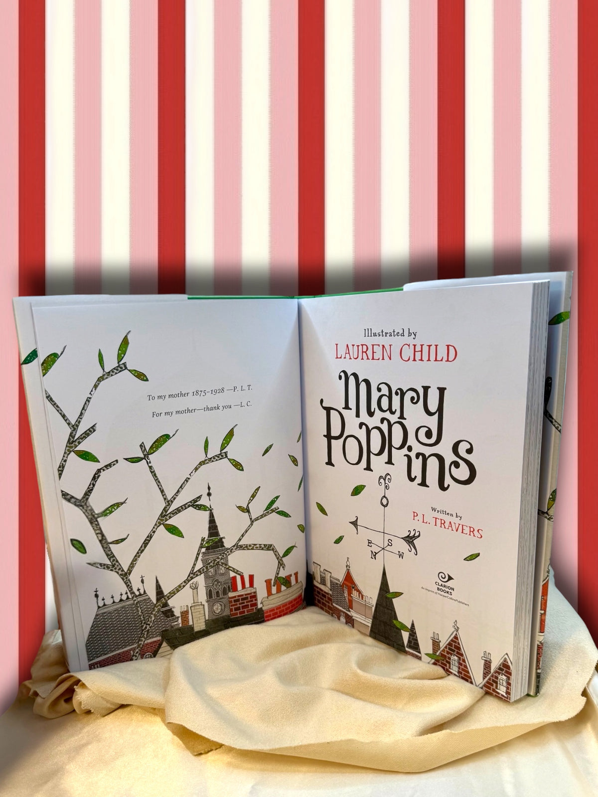 Interior pages of Mary Poppins Gift Edition displaying colorful story illustrations by Lauren Child.