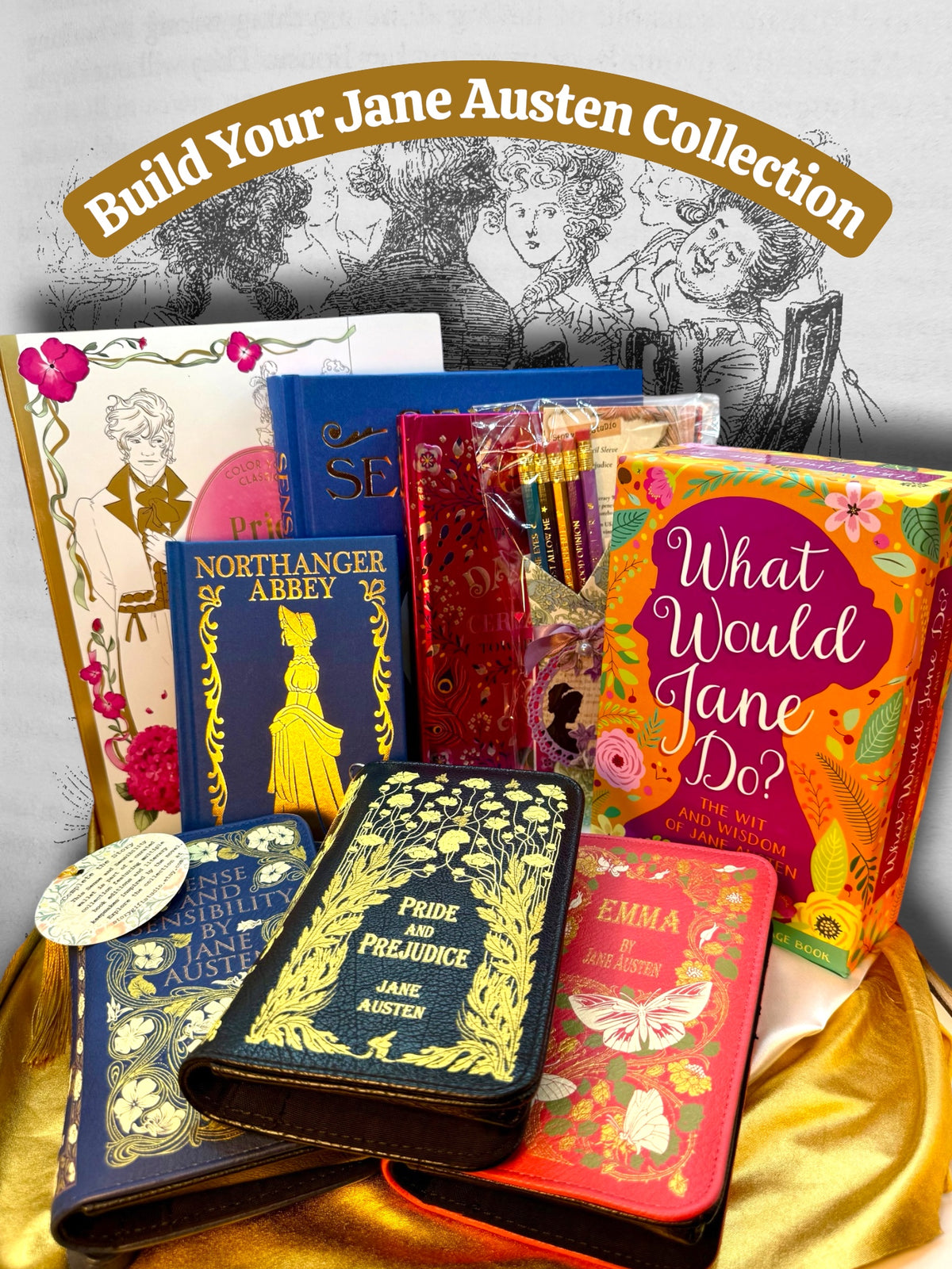 Build Your Jane Austen Collection at StoryGiftStudio™ with Emma and Pride and Prejudice book wallets, literary books, playing cards, puzzles, and coordinating gifts.