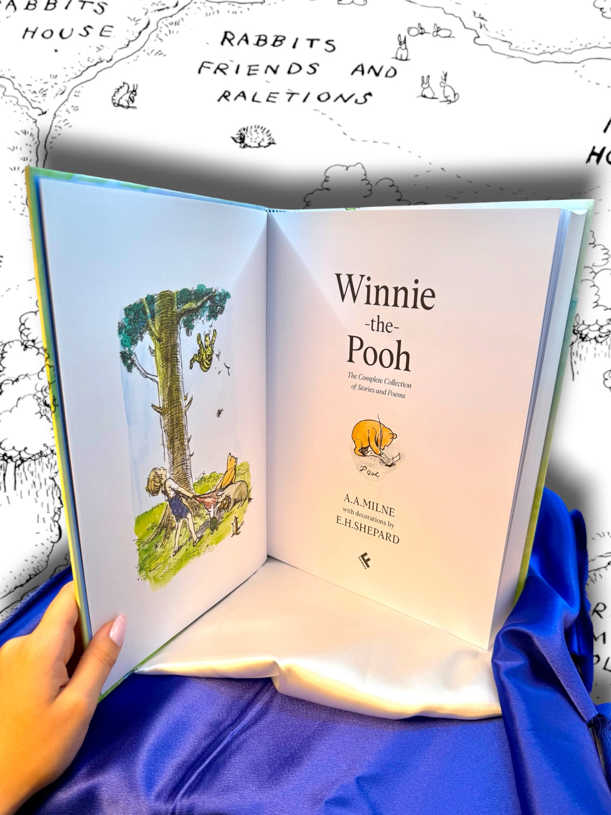 Winnie-the-Pooh complete hardcover omnibus by A. A. Milne showing an interior title page and the illustrated artwork of E. H. Shepard.