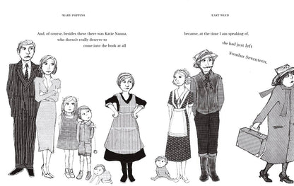 Black-and-white character illustrations from Mary Poppins Gift Edition, showing Lauren Child&