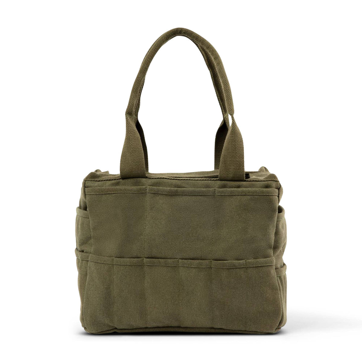 Forest Green Soolla Studio Bag tote bag with multiple pockets on a white background