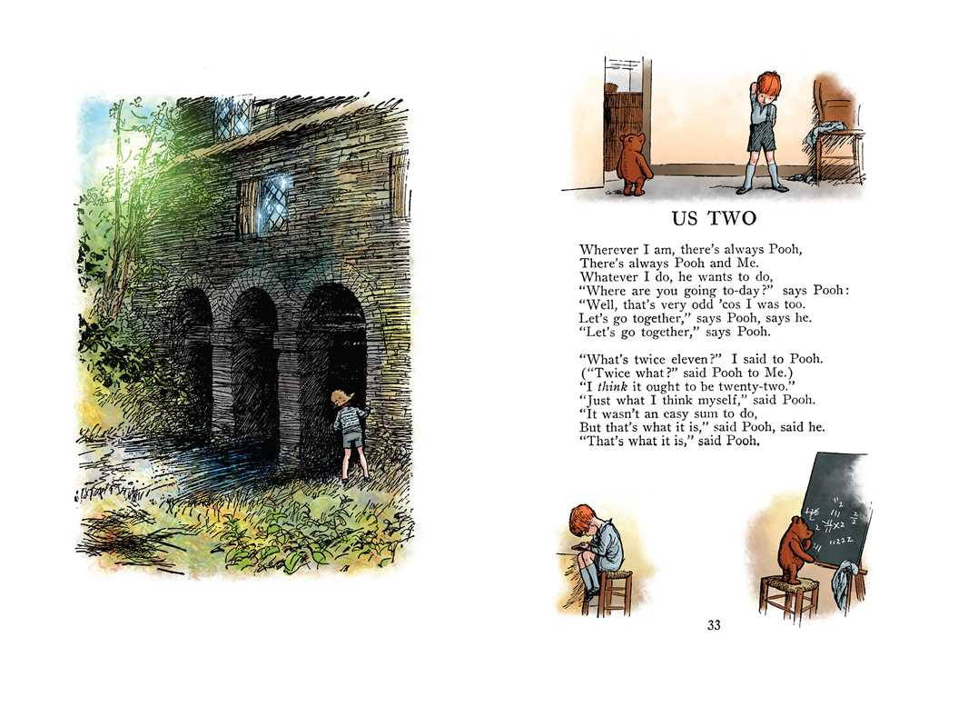 Interior pages of Now We Are Six by A. A. Milne showing the children&