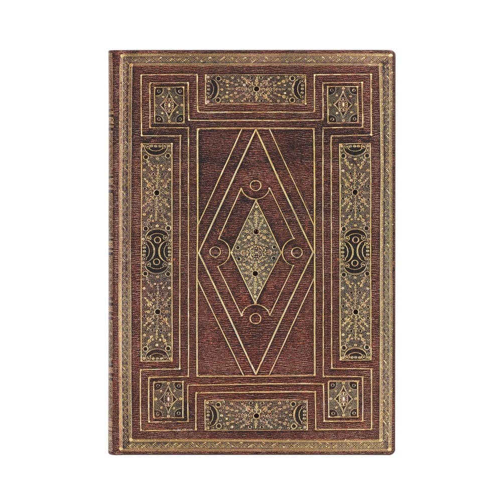 Paperblanks Shakespeare First Folio midi lined softcover journal featuring historic gold-tooled bookbinding artwork inspired by Scott Husby&