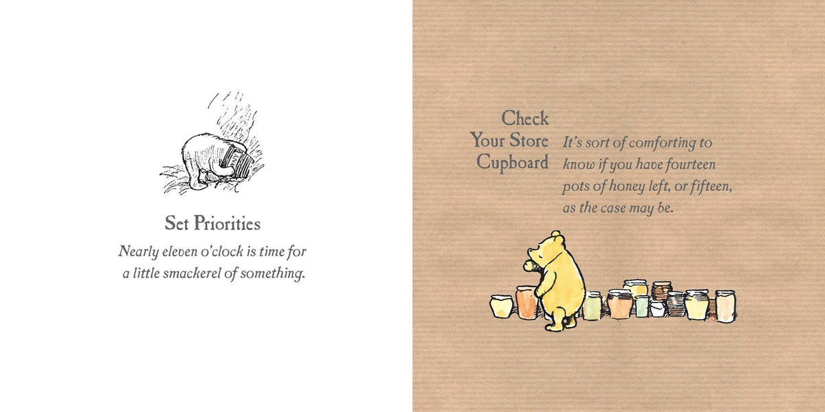 Interior pages from Winnie-the-Pooh: The Little Book of Wisdom, a small hardcover gift book featuring Pooh&
