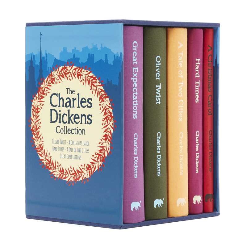 Charles Dickens Collection five-book clothbound hardcover box set by Arcturus Publishing, featuring decorative collector&