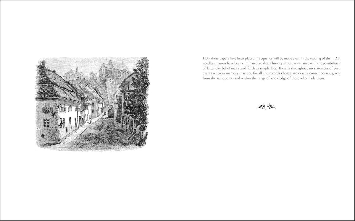 Black and white illustration of a street scene with text on a white background