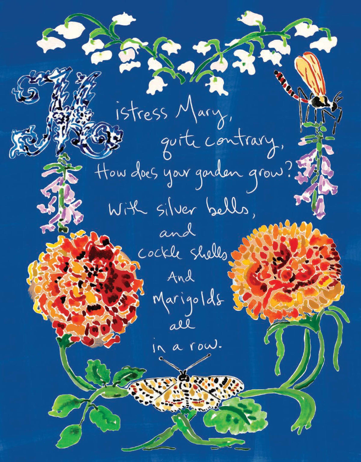 Colorful blue botanical illustration from Kate Lewis&