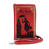 Mary Poppins book clutch purse in red vinyl, designed to resemble a miniature literary book with decorative cover artwork.