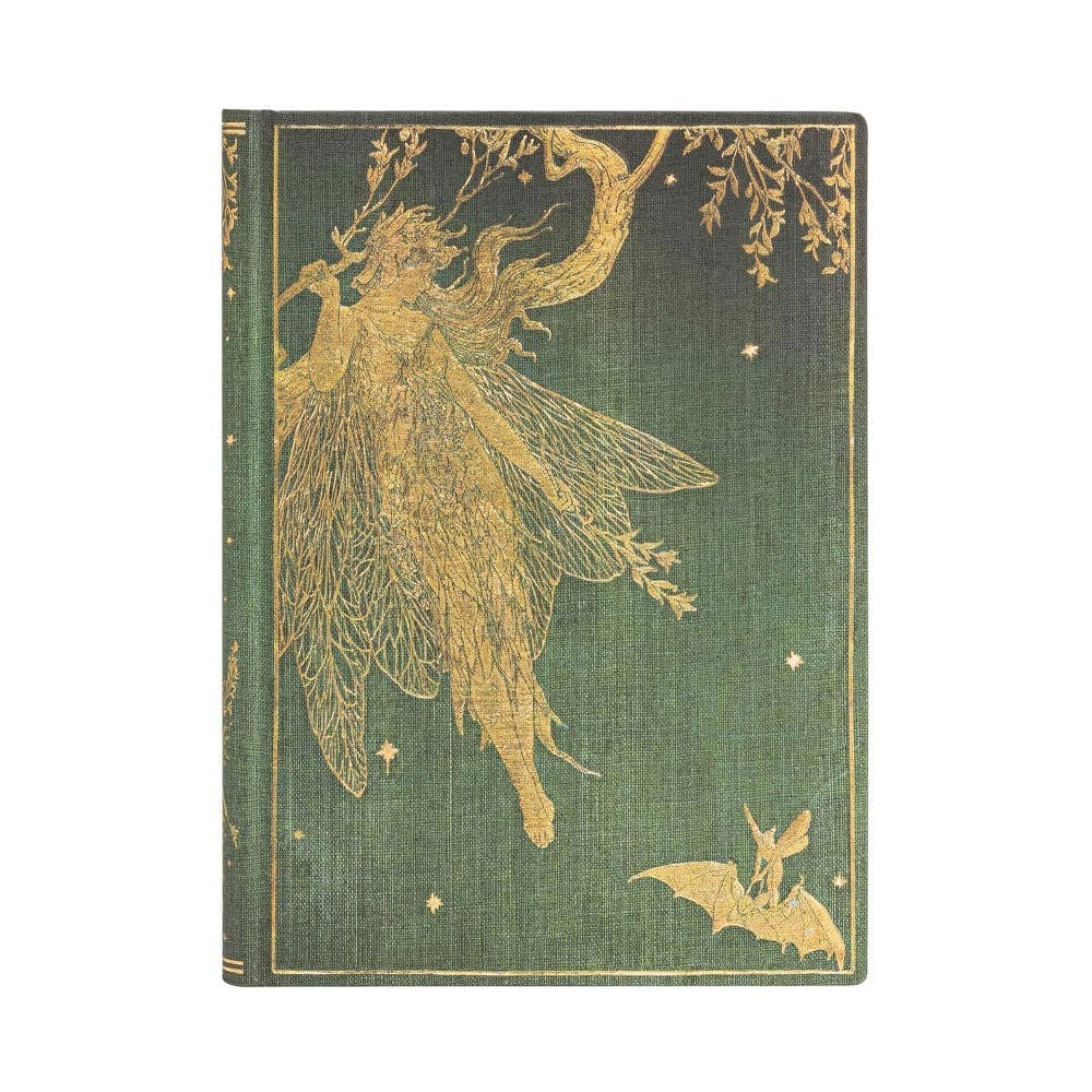 Paperblanks Olive Fairy midi hardcover lined journal featuring vintage fairy tale cover artwork from Andrew Lang&