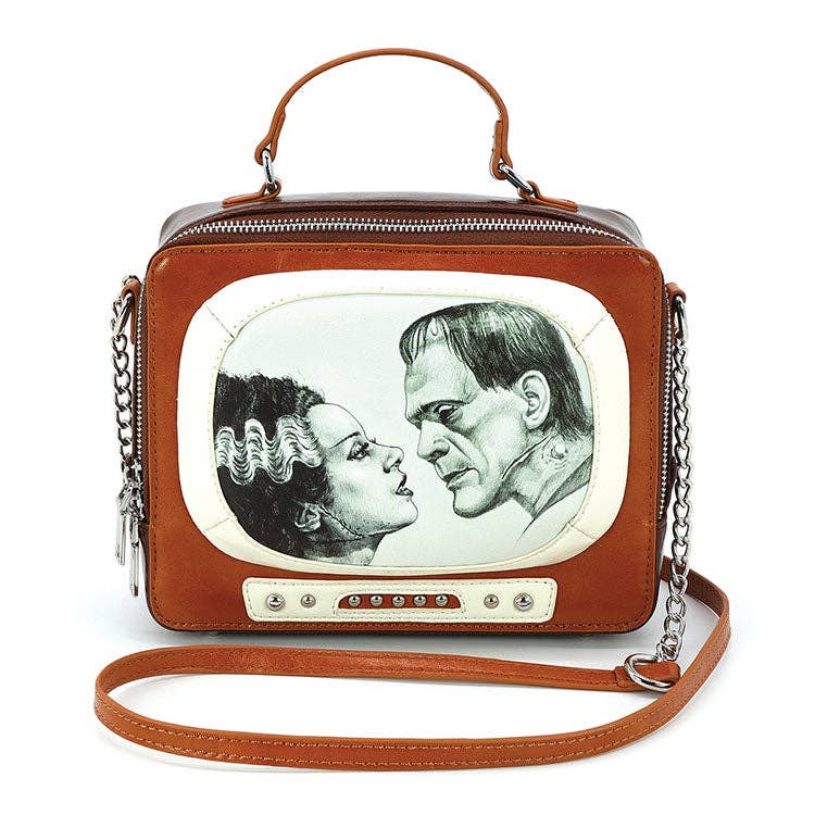 Frankenstein &amp; Bride Vintage TV Crossbody Bag | Gothic Novelty Purse